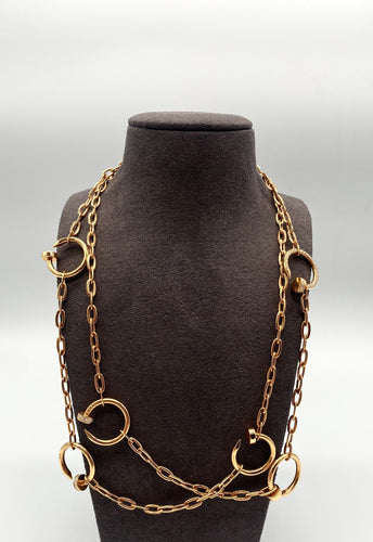 Collier Cartier - Collier sautoir Juste Un Clou pavé en or rose 18k et diamants 58 Facettes