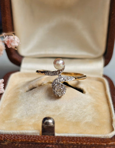 Bague 51.5 Bague Toi et Moi Diamants et Perle 58 Facettes 357