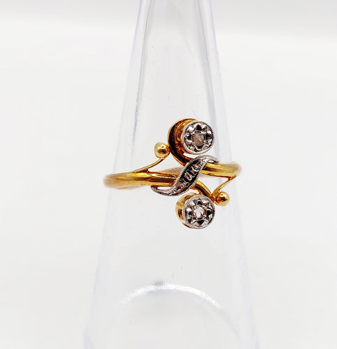 Bague 53 Bague toi et moi antique en or 18k et diamants taille roses 58 Facettes A06393