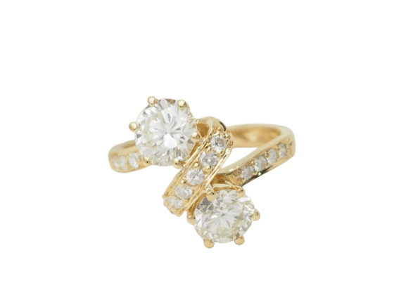 Bague 52 Bague Toi et Moi en or jaune et diamants 58 Facettes 33541