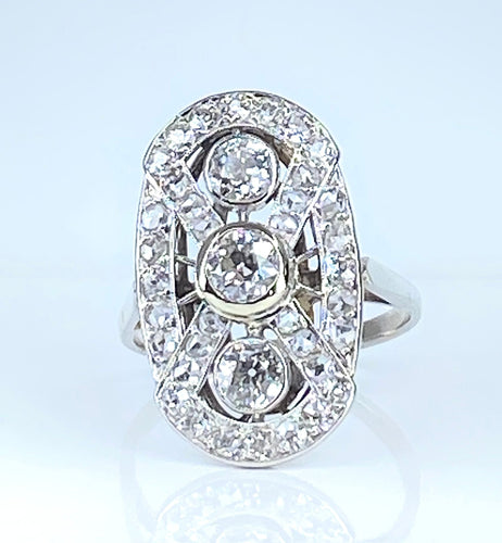 Bague 51 Bague platine et diamants, époque 1900 58 Facettes AB420