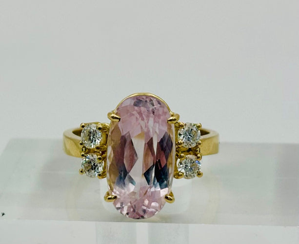 Bague 55 Bague en or jaune avec diamants et kunzite 58 Facettes 50337