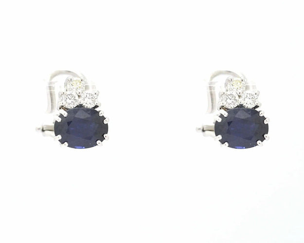 Boucles d'oreilles Boucles d'oreilles en or blanc serties de saphirs et de diamants 58 Facettes 9615
