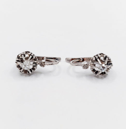 Dormeuses or blanc, diamants taille rose (circa 1900) 58 Facettes A05977