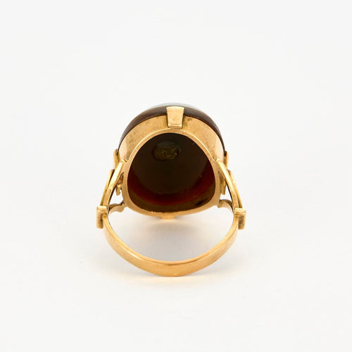 Bague 55 Bague agathe, or jaune et diamants 58 Facettes GU155