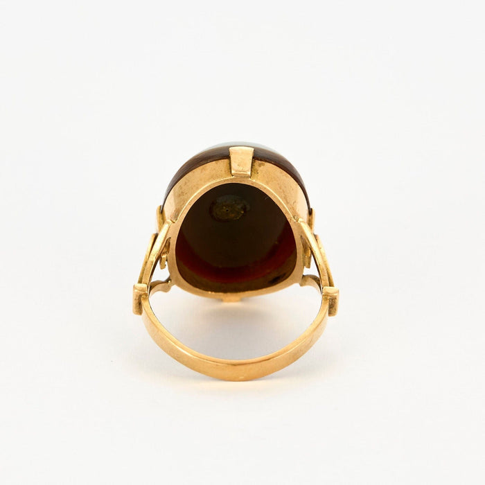 Bague 55 Bague Ancienne Agate, Or Jaune et Diamants 58 Facettes GU155