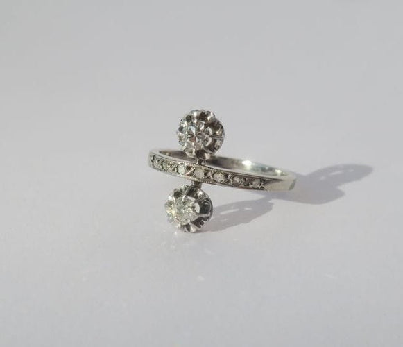 Bague 50 Bague Toi et Moi Belle Époque or blanc, platine, diamants 58 Facettes