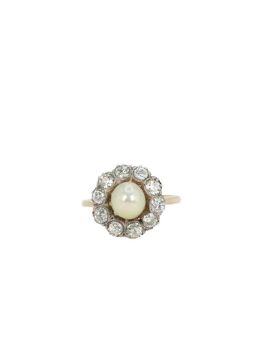 Bague 55.5 Bague marguerite diamants, perle fine 58 Facettes 685