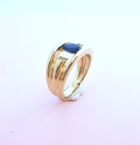 Bague 54 Bague or jaune saphir diamants 58 Facettes AA 1659