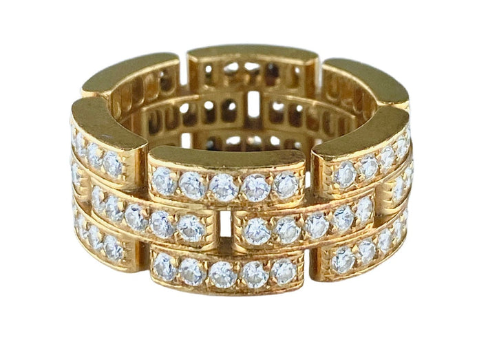 Bague 49 Bague CARTIER maillons panthère or jaune et diamants 58 Facettes AB78