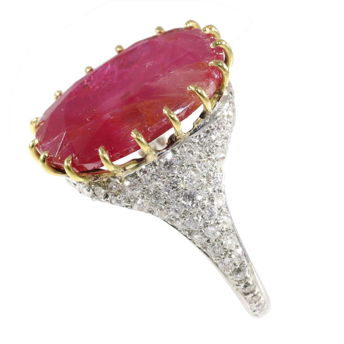 Bague 52 Délice de rubis vintage : bague Art déco avec rubis non traité de 13,5 ct 58 Facettes 17059-0258