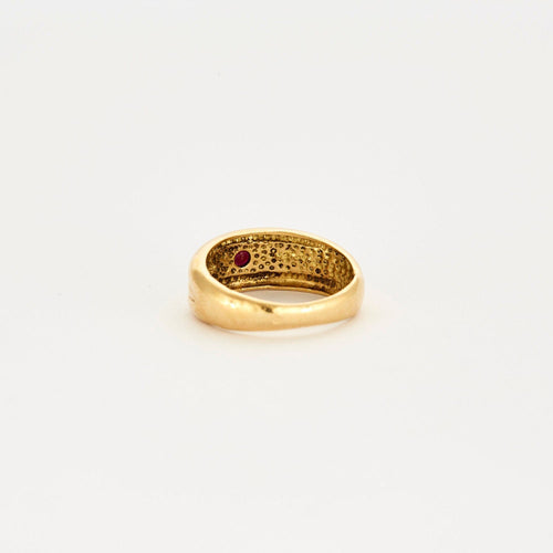 Bague 53.5 Bague or jaune rubis diamants 58 Facettes LP636/12