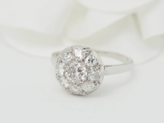 Bague 53.5 Bague ancienne en platine et diamants 58 Facettes 33257