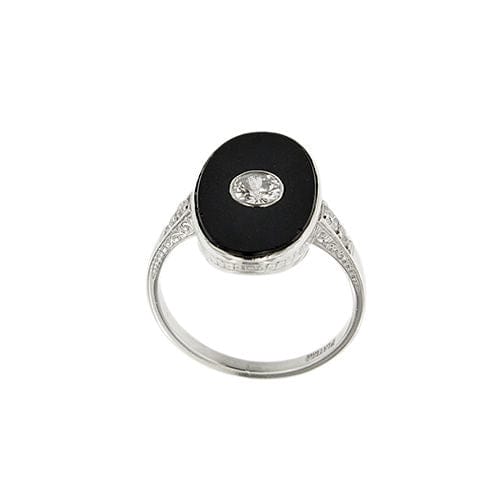 Bague 56 Bague Art Déco avec onyx et diamants 58 Facettes 37817
