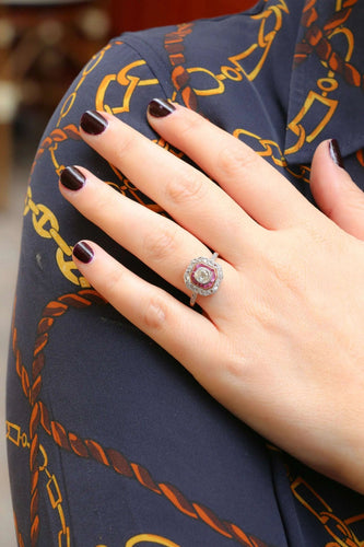 Bague 57.5 Bague Art Déco diamants rubis calibrés 58 Facettes 882