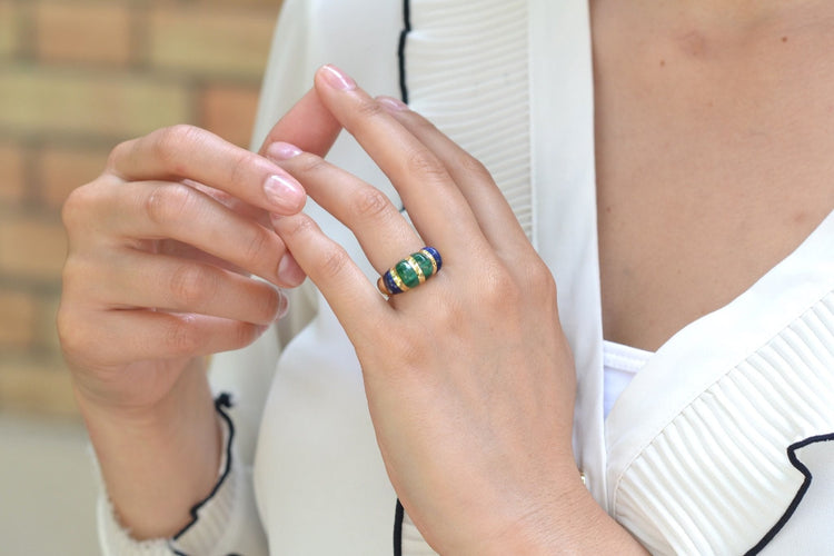 Bague 52.5 Bague vintage malachite et lapiz lazuli 58 Facettes 26963