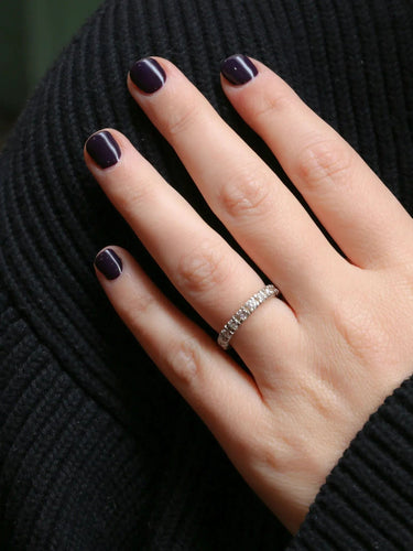 Bague 53.5 Alliance américaine en or blanc et diamants 1,7 ct 58 Facettes J53