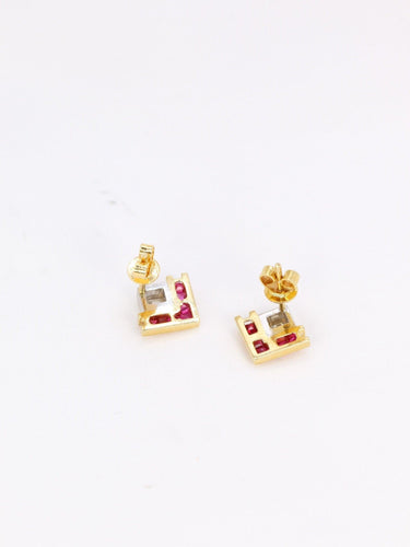 Boucles d'oreilles Boucles d’oreilles diamants taille emeraude rubis calibres 58 Facettes 948