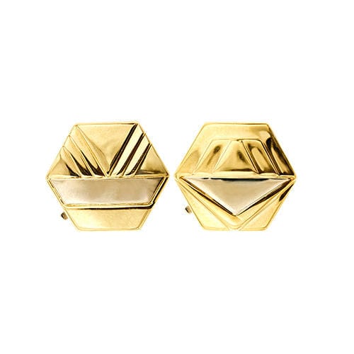 Boutons de manchette Deux boutons de manchette en or avec cache-bouton 58 Facettes 37572