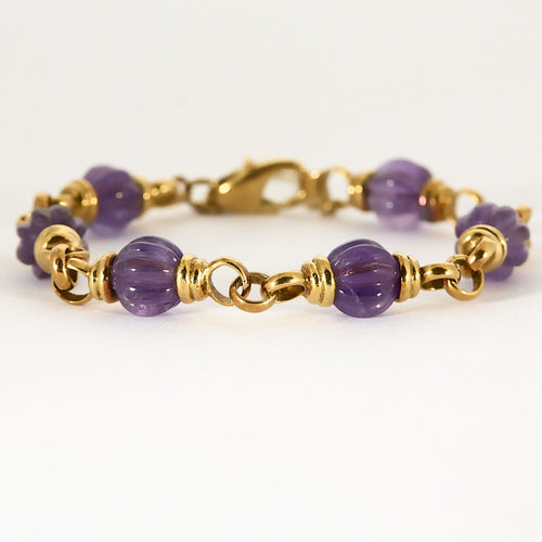 Bracelet Bracelet or jaune et améthystes 58 Facettes ASN03902