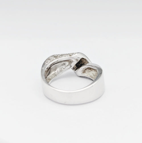 Bague 55 Bague torsade en or blanc et diamants 58 Facettes 32648