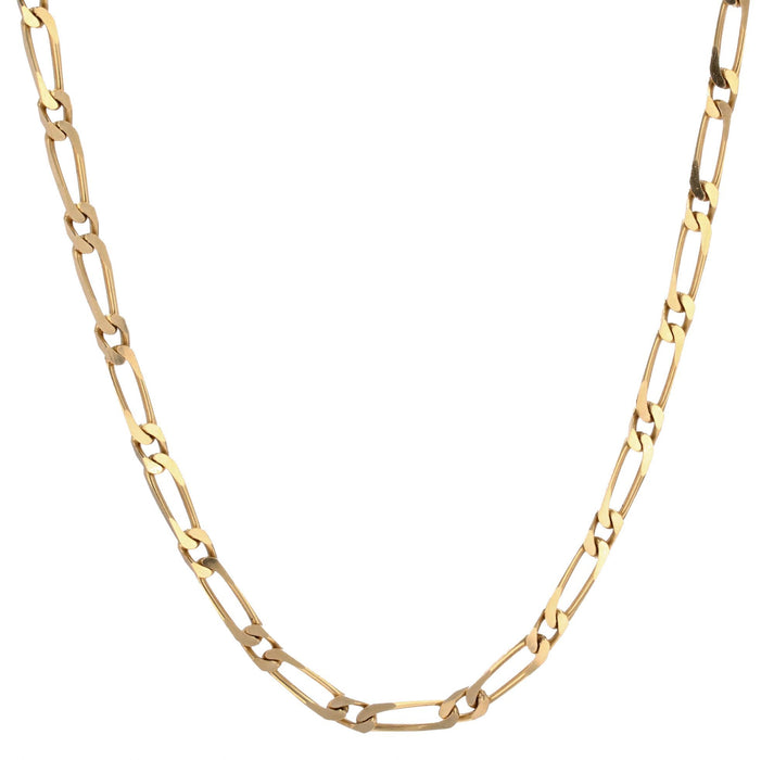 Solid yellow gold alternating curb chain
