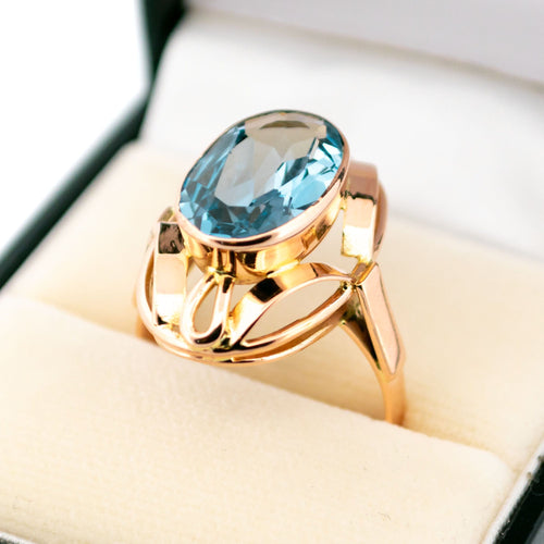 Bague 60 Bague en or jaune 14 carats avec aigue-marine 58 Facettes B4E77FDDF47141108E456464A9E87177