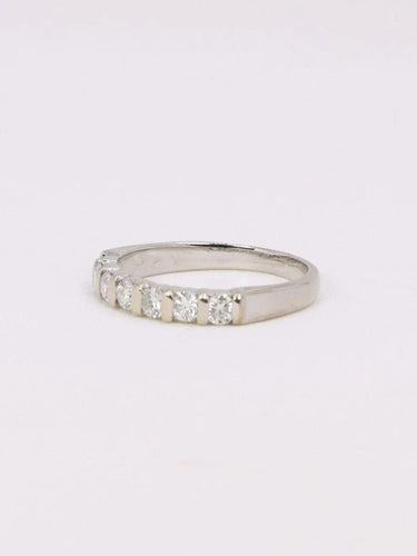 Bague 51 Alliance or blanc diamants 0,5 ct 58 Facettes J363