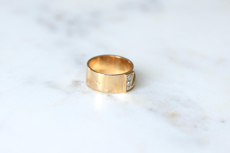 Bague 53 Bague Bandeau Lettre Initiale L Diamants sur Or rose 58 Facettes