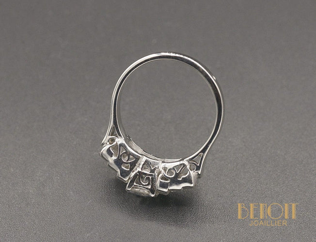 Bague 53 Jarretière Diamants Taille Ancienne et Baguettes 58 Facettes A8916