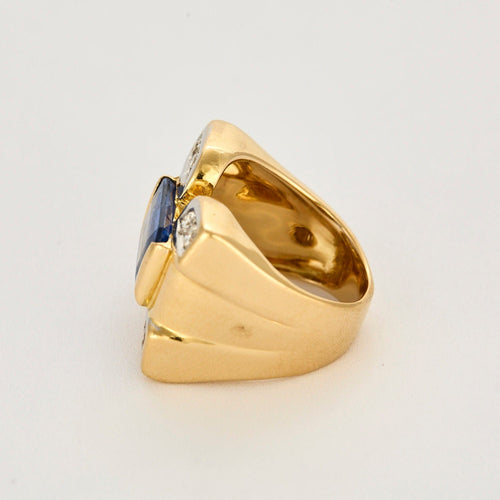 Bague 52 Bague tank or jaune, saphir et diamants 58 Facettes MON0984