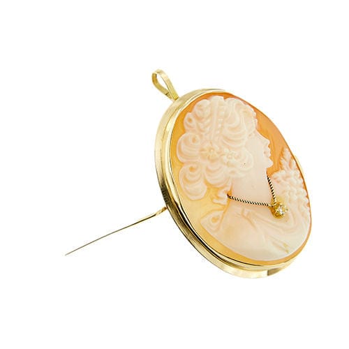 Pendentif Broche pendentif camée en or jaune 58 Facettes 37486