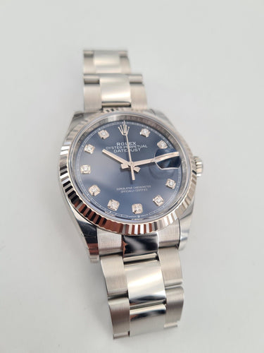 Montre ROLEX - Montre DateJust 36 Bleu Diamants 58 Facettes 126234-1-1