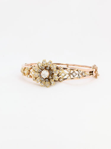 Bracelet Bracelet Napoléon III  fleur mobile or rose diamants taille ancienne 58 Facettes 1085.3