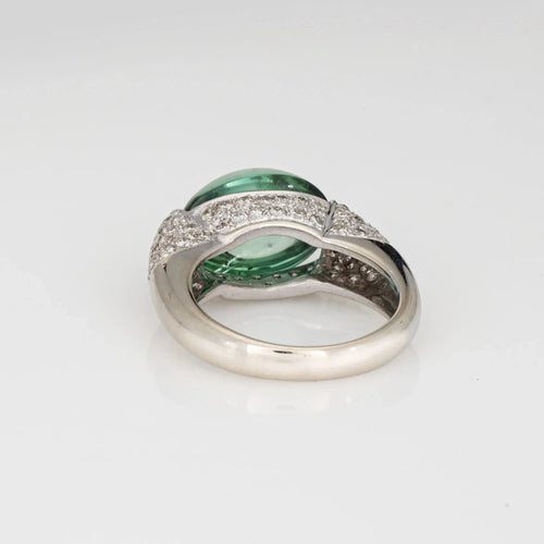 Bague 53 Bague en or blanc avec diamants et tourmaline verte écume de mer 58 Facettes G13597