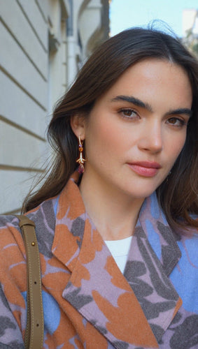 Lorenz Bäumer Boucles d'Oreilles Rubellite, Saphir, Héliodore et Diamant sur Or Jaune 58 Facettes