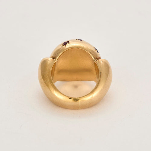 Bague 48 Bague or jaune et rubis de synthèse 58 Facettes SBR1625