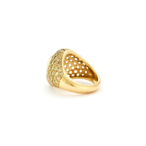 bague 50 Bague boule en or jaune avec diamant et péridots 58 Facettes B849