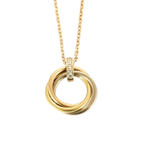 Collier CARTIER - TRINITY - Collier en or rose, pendentif trois ors et diamants 58 Facettes PAL3433