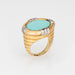 Bague 47 Bague or jaune diamant turquoise 58 Facettes G13578