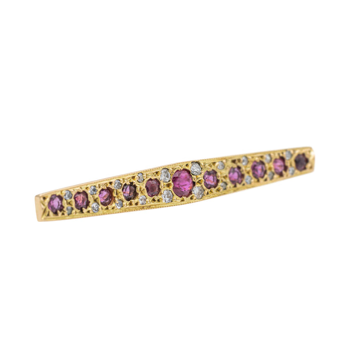 Yellow Gold Ruby Pin Brooch