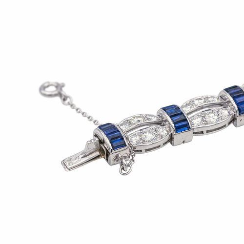 Bracelet Bracelet Or blanc, Platine Diamant, Saphir 58 Facettes 3880394RV