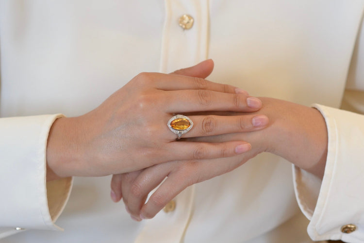 Bague 54 Bague topaze naturelle 7,03cts et diamants 58 Facettes 26061-25649b