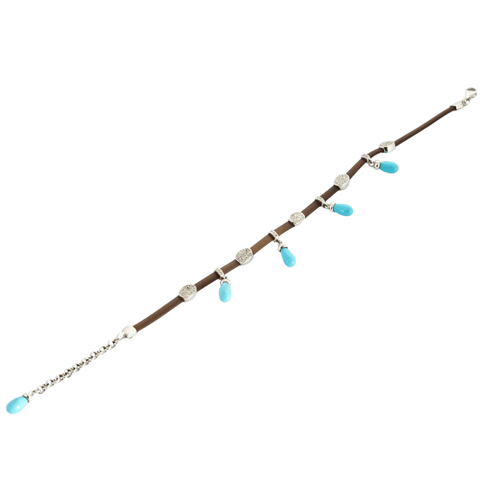 Bracelet BRACELET OR BLANC, DIAMANTS ET TURQUOISE. 58 Facettes BO/240015/