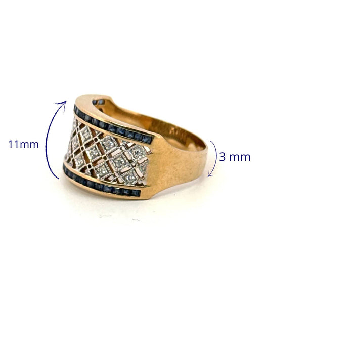 Bague 56 Bague Bandeau Or Jaune Diamants & Saphirs 58 Facettes 1-GS32118-02