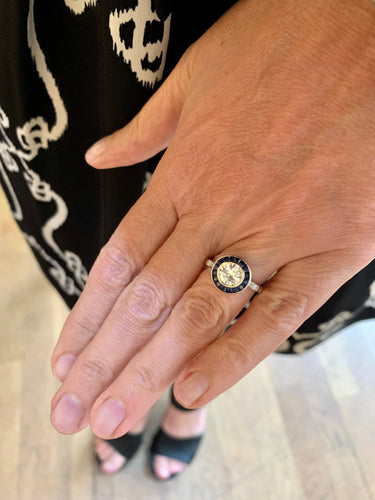 Bague 53 Bague Style Art Déco Diamants Saphirs Or Gris 58 Facettes BD189