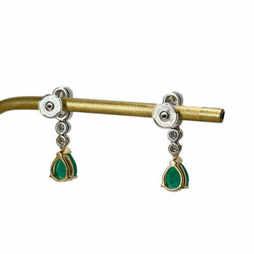 Boucles d'oreilles Boucles d'oreilles aux émeraudes gouttes 58 Facettes REF24017-181