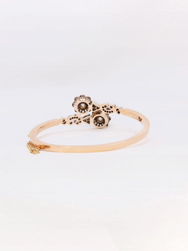 Bracelet Bracelet jonc Napoléon III or rose diamants taille rose 58 Facettes 1090.1