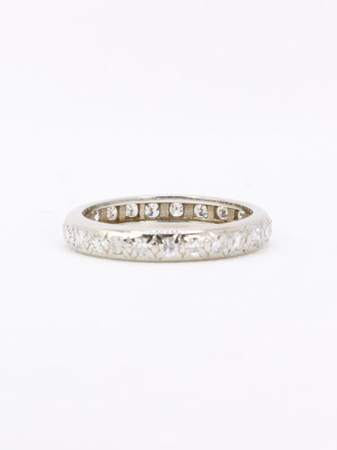 Bague 53 Alliance or blanc diamants serti étoile 58 Facettes 1145.2