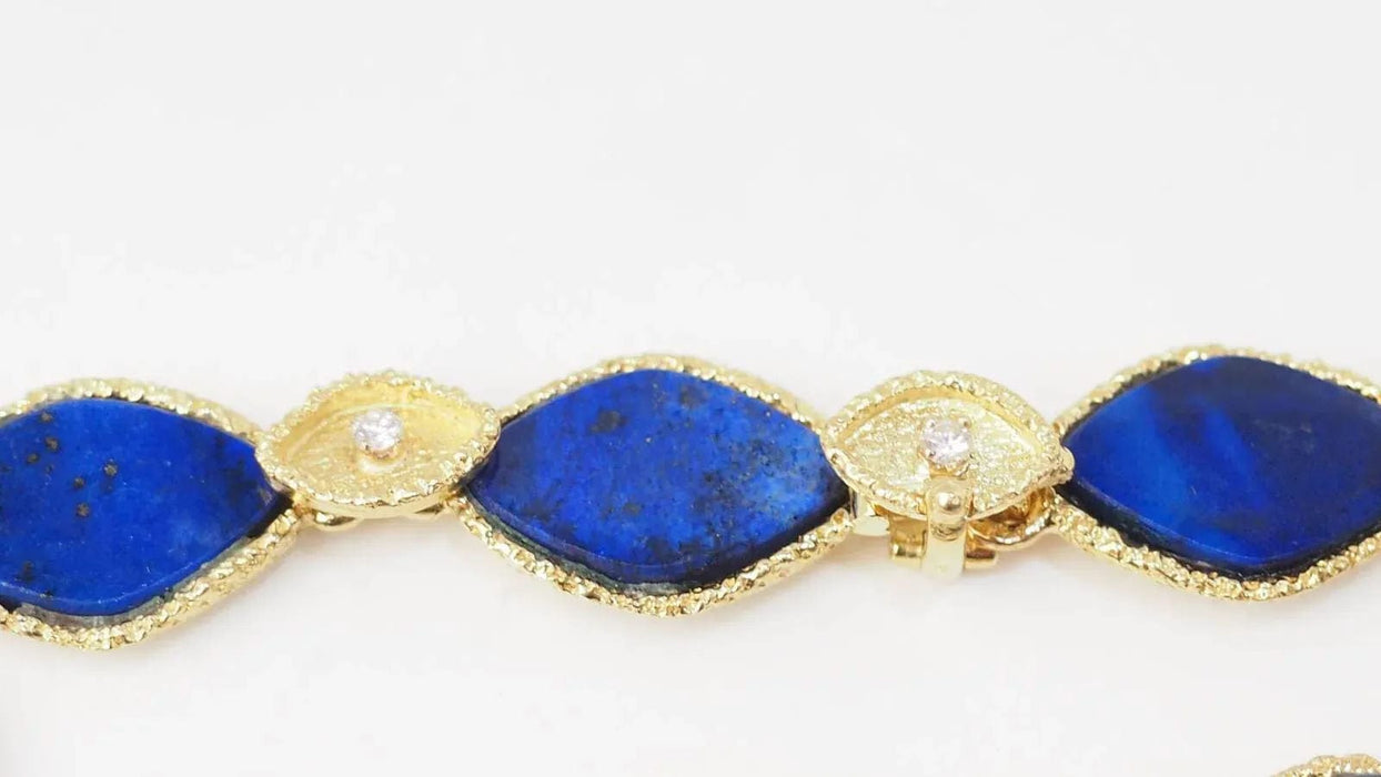 Bracelet Bracelet vintage en or jaune lapis lazuli et diamants 58 Facettes 32872